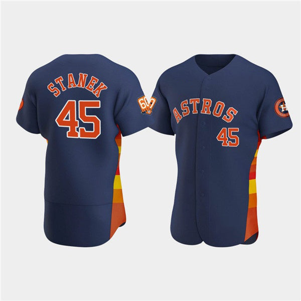 Baseball Jersey | Houston Astros #45 Ryne Stanek Navy 60th Anniversary Stitched - image 1