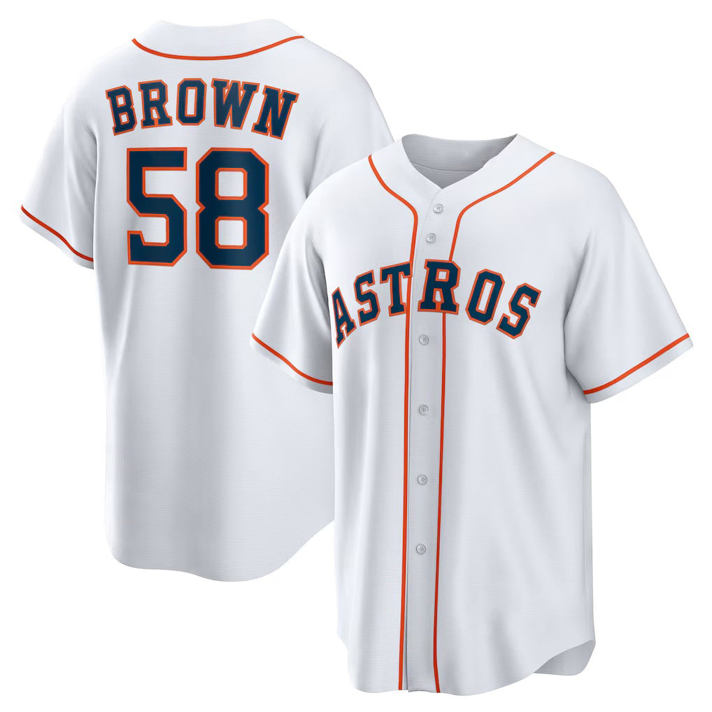 Baseball Jersey | Houston Astros #58 Hunter Brown White Home Replica - image 1
