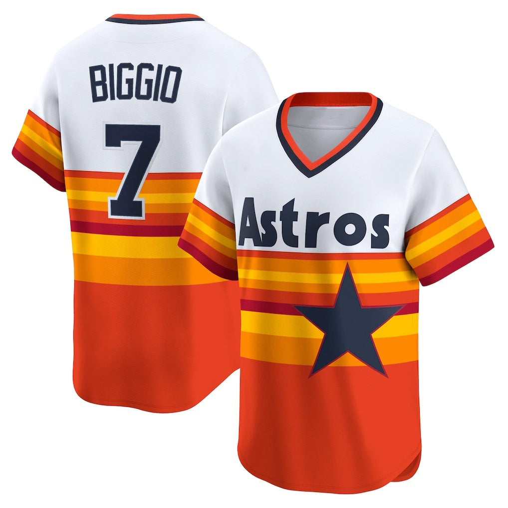 Baseball Jersey | Houston Astros #7 Craig Biggio White Throwback Cooperstown Collection Limited Player - image 1