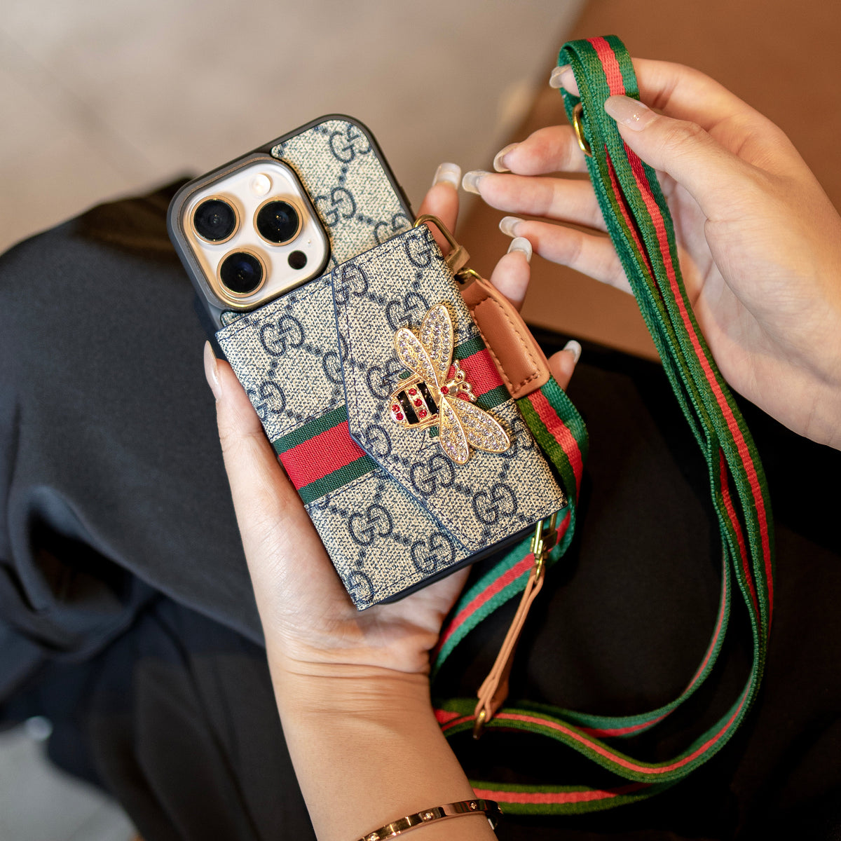 Advanced Crossbody iPhone Case with Card Holder & Shoulder Strap - product view 13