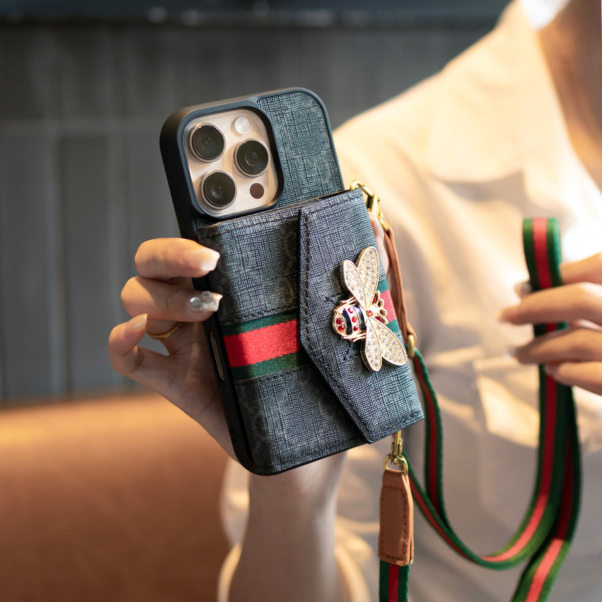 Advanced Crossbody iPhone Case with Card Holder & Shoulder Strap - product view 10