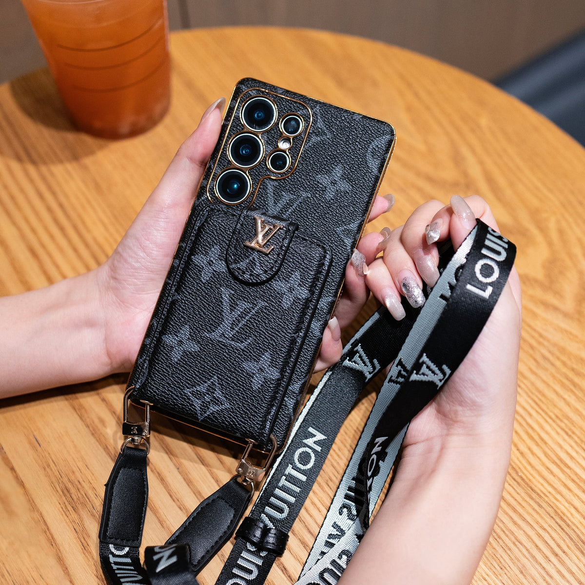 Monogram Leather Multi-Function Phone Case with Wrist Strap - product view 11