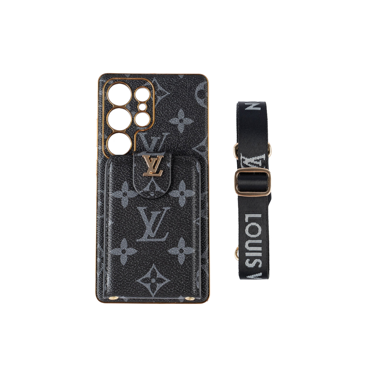 Monogram Leather Multi-Function Phone Case with Wrist Strap - product view 3