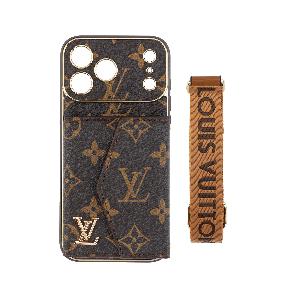 Advanced leather iPhone Case With Wallet And Strap Brown - product view 1
