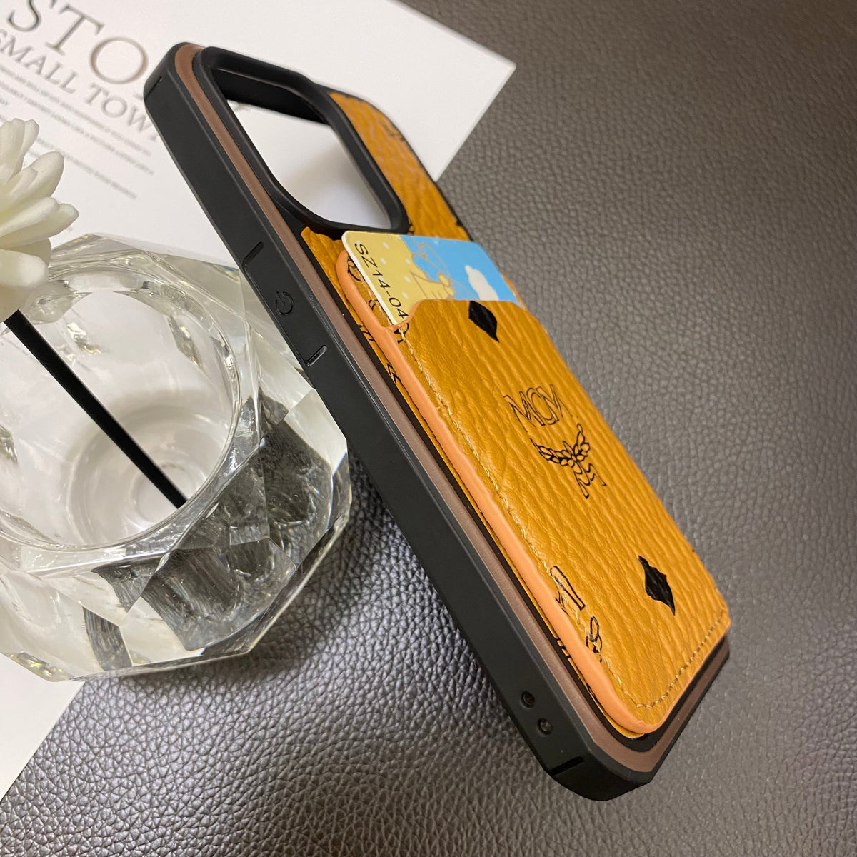 MCM iPhone Case With Card Holder Yellow-MCK240603 - product view 3
