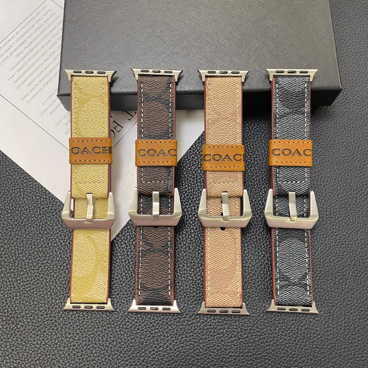 Leather Coach Apple Watch Band Black-YHK244221710 - product view 4