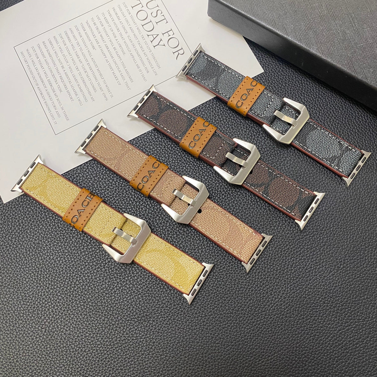 Leather Coach Apple Watch Band Light Brown-YHK244221710 - product view 4