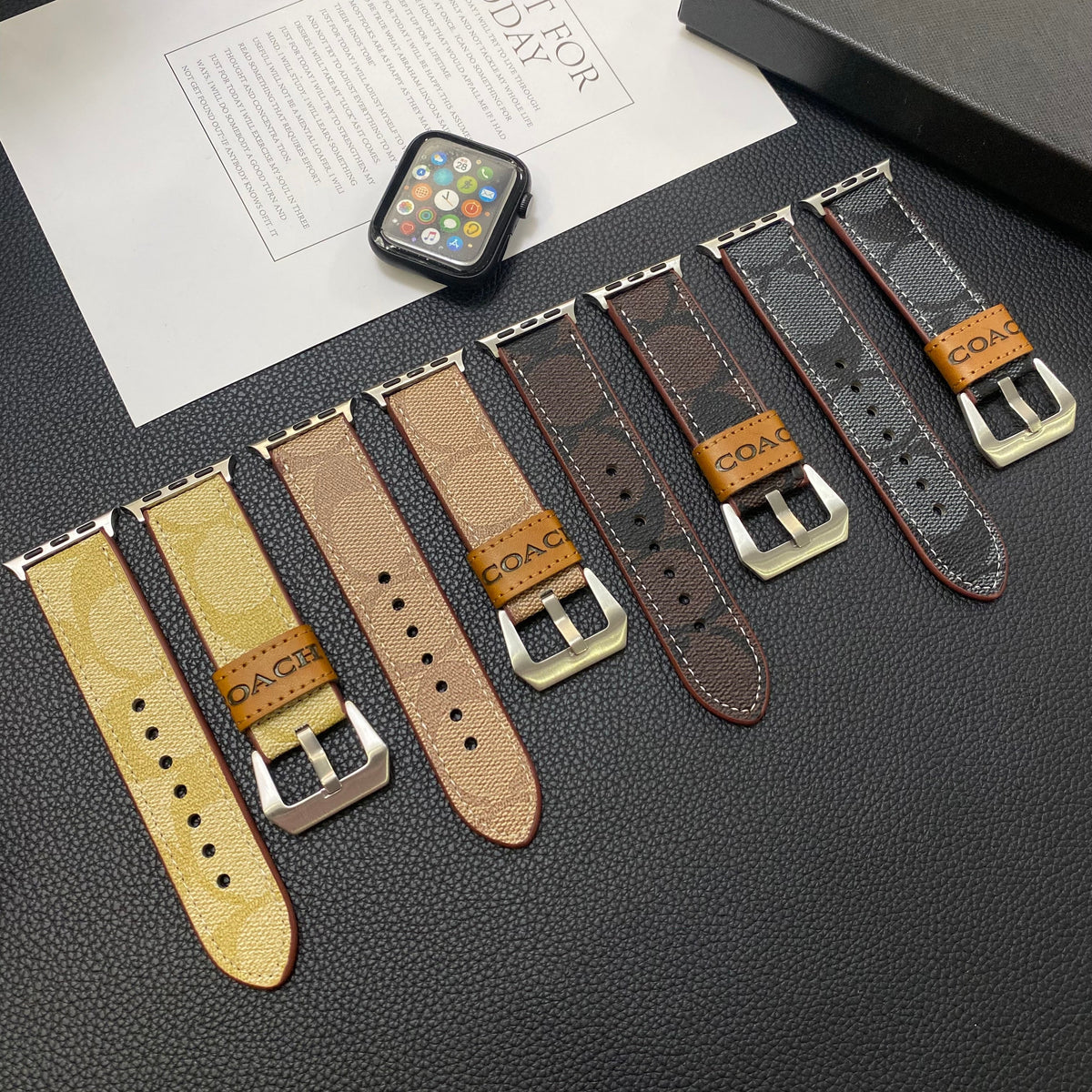Leather Coach Apple Watch Band Light Brown-YHK244221710 - product view 5