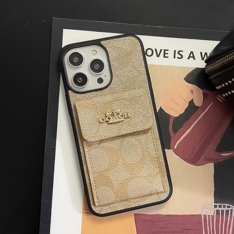 Classic iPhone Case With Card Holder Wallet Coffee -SZK240425 - product view 2