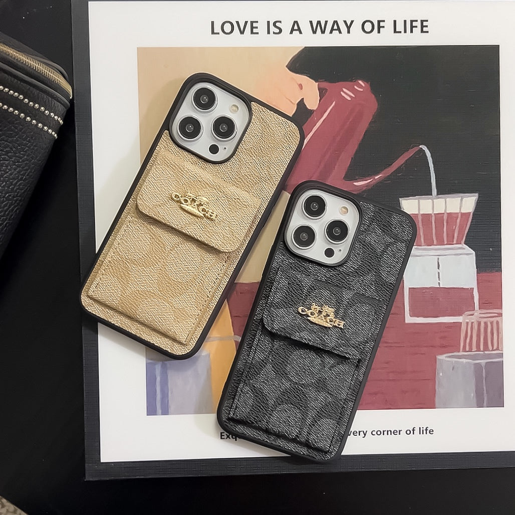 Classic iPhone Case With Card Holder Wallet Coffee -SZK240425 - product view 6