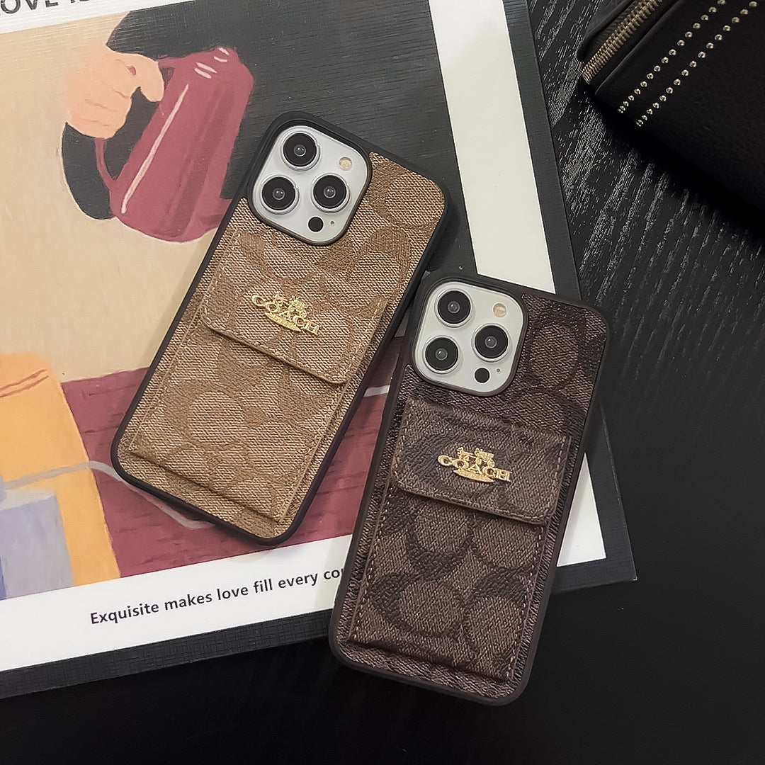 Classic iPhone Case With Card Holder Wallet Light Brown -SZK240425 - product view 5