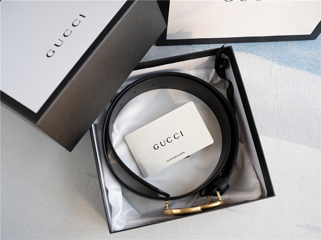Gold-Buckle Leather Belts for Men and Women - product view 4