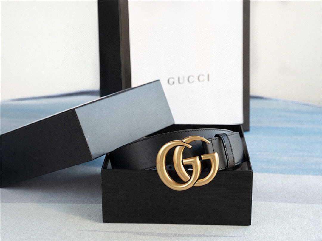 Gold-Buckle Leather Belts for Men and Women - product view 5