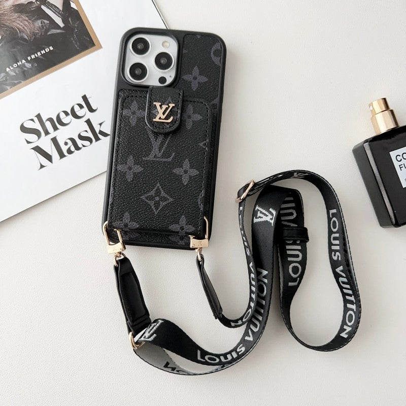 Black & White Crossbody Card Bag iPhone Case - product view 1