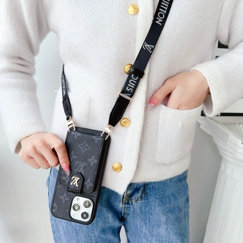 Black & White Crossbody Card Bag iPhone Case - product view 5