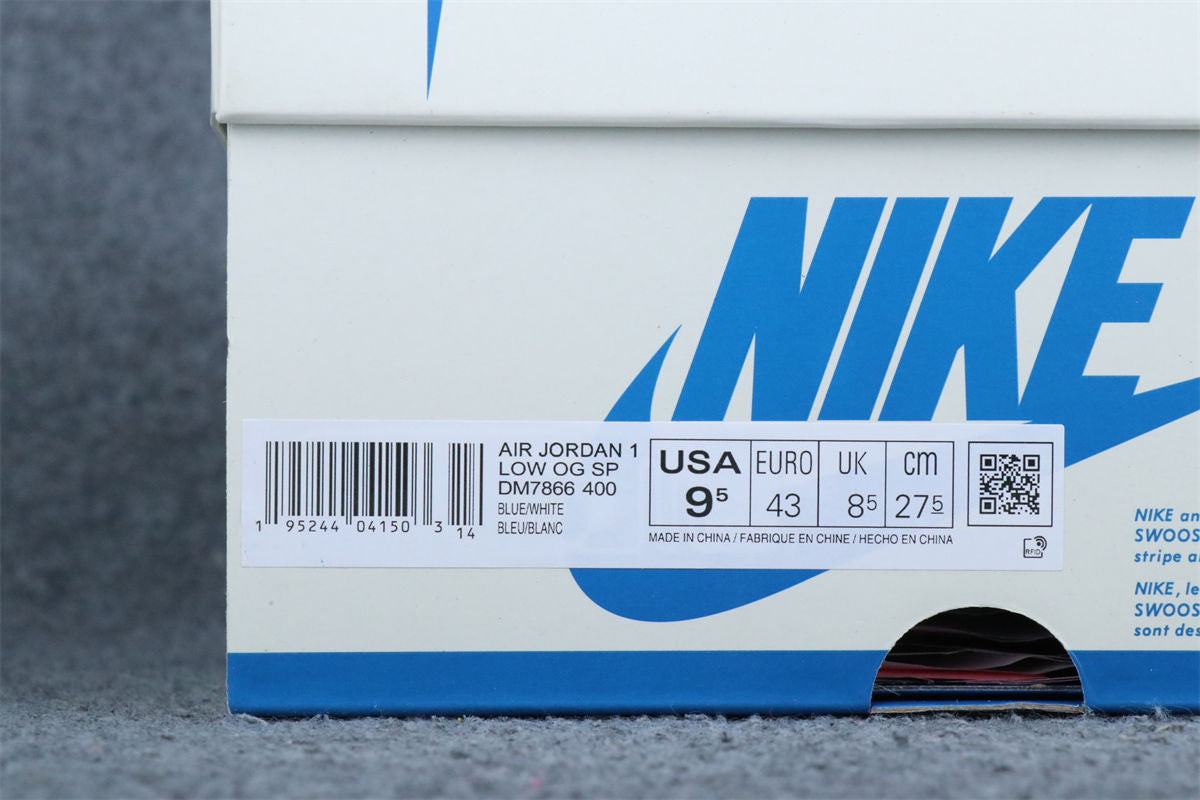 Custom Air Jordan 1 Retro Low OG SP x Fragment x Travis Scott Sneakers 'Blue' - product view 16