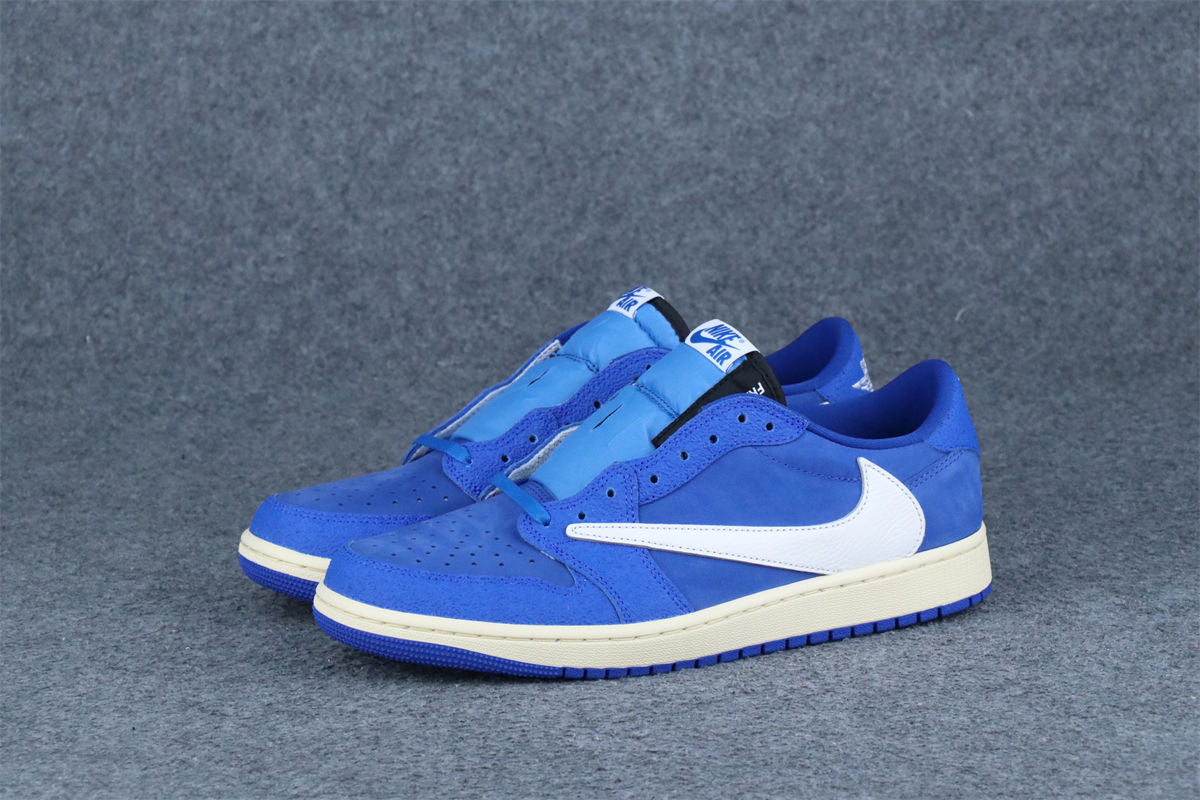 Custom Air Jordan 1 Retro Low OG SP x Fragment x Travis Scott Sneakers 'Blue' - product view 15