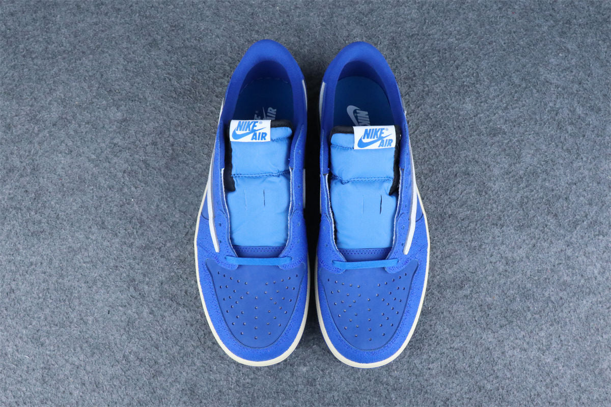 Custom Air Jordan 1 Retro Low OG SP x Fragment x Travis Scott Sneakers 'Blue' - product view 14