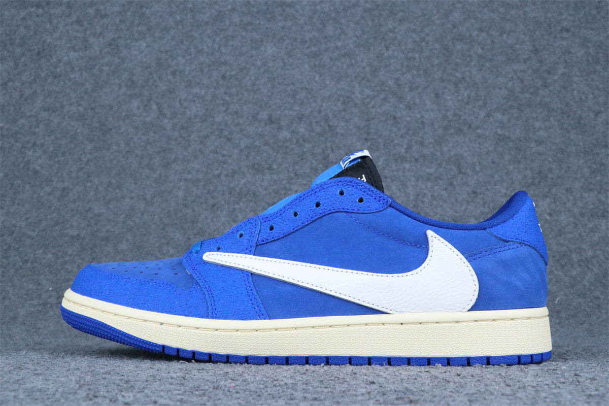 Custom Air Jordan 1 Retro Low OG SP x Fragment x Travis Scott Sneakers 'Blue' - product view 1