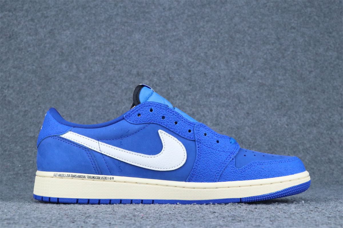 Custom Air Jordan 1 Retro Low OG SP x Fragment x Travis Scott Sneakers 'Blue' - product view 2