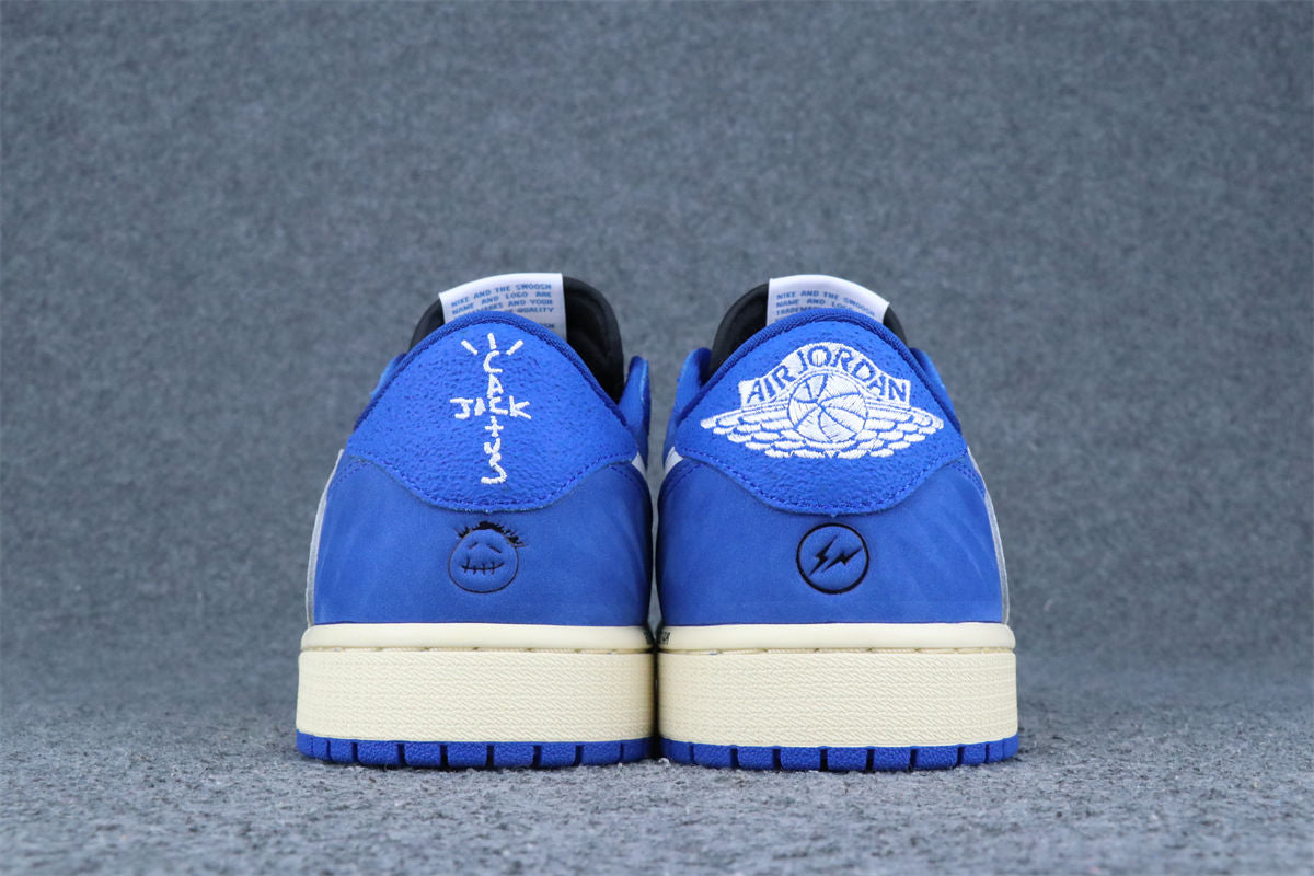 Custom Air Jordan 1 Retro Low OG SP x Fragment x Travis Scott Sneakers 'Blue' - product view 13