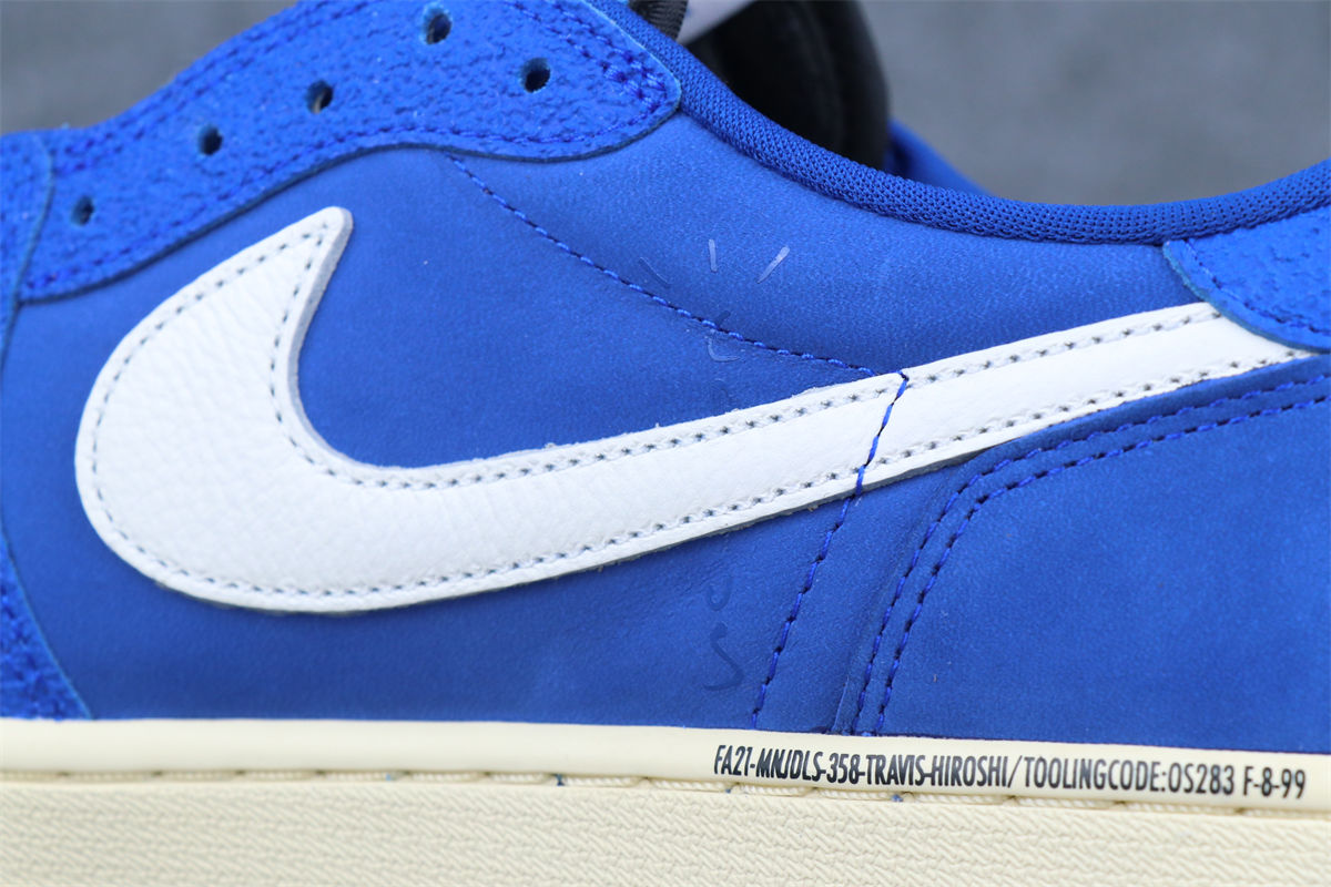 Custom Air Jordan 1 Retro Low OG SP x Fragment x Travis Scott Sneakers 'Blue' - product view 6