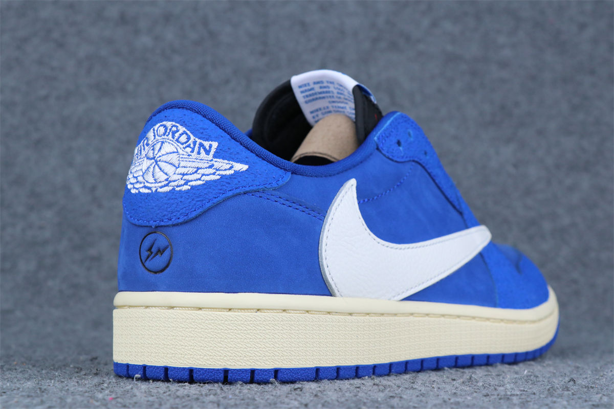 Custom Air Jordan 1 Retro Low OG SP x Fragment x Travis Scott Sneakers 'Blue' - product view 7