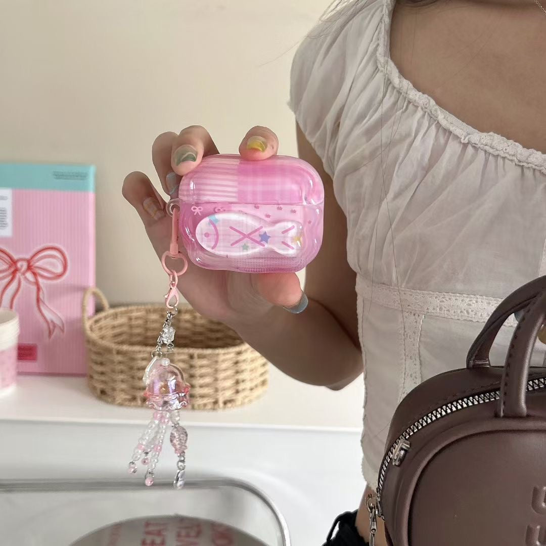 Pink Unicorn AirPods Case with Crystal Beaded Charm - product view 2