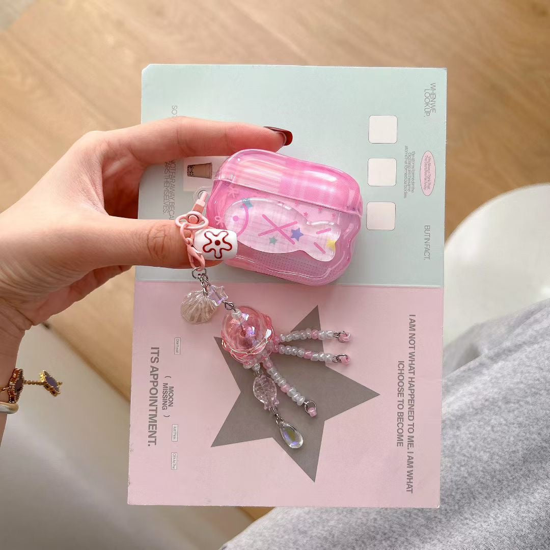 Pink Unicorn AirPods Case with Crystal Beaded Charm - product view 4