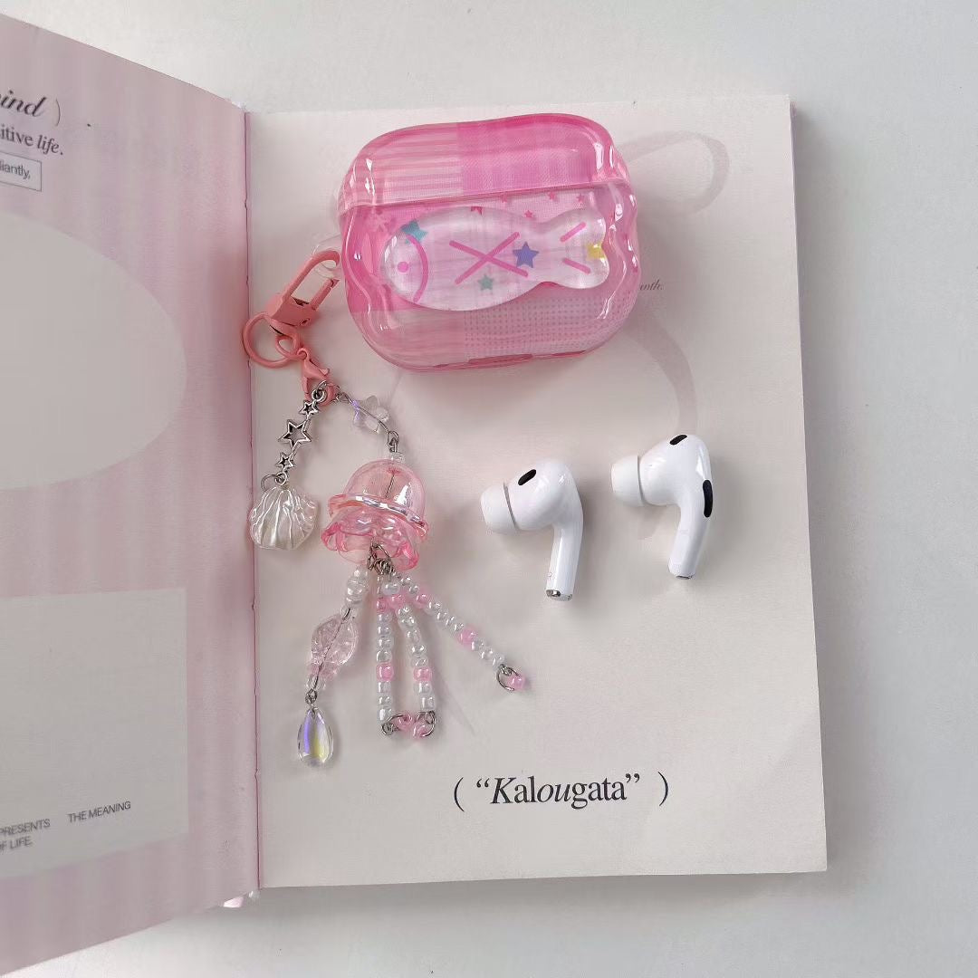 Pink Unicorn AirPods Case with Crystal Beaded Charm - product view 5