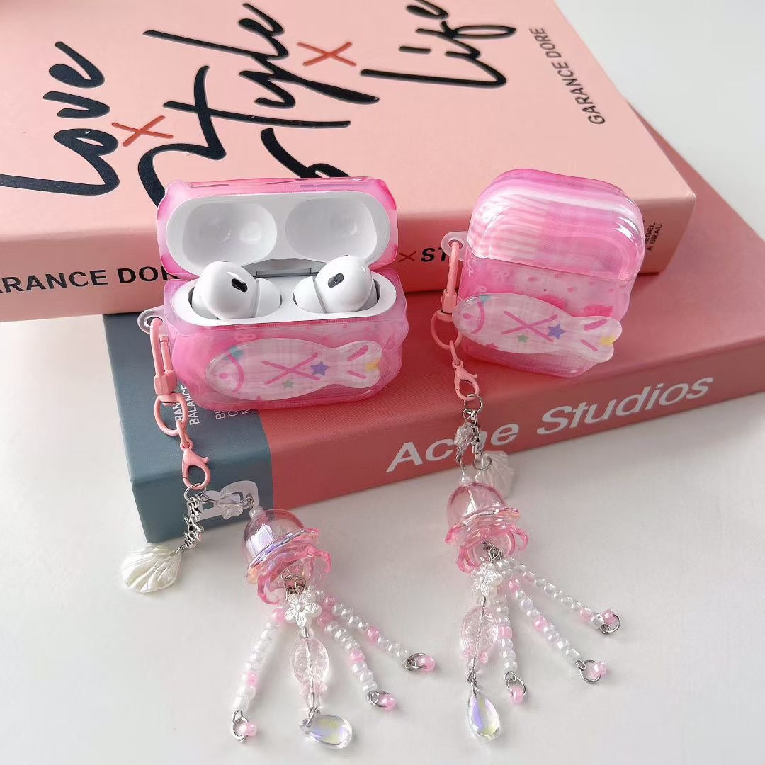 Pink Unicorn AirPods Case with Crystal Beaded Charm - product view 6