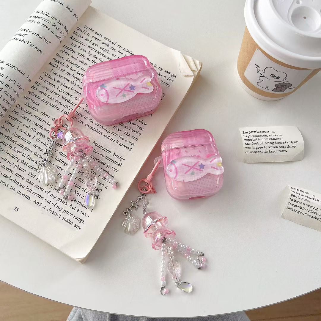 Pink Unicorn AirPods Case with Crystal Beaded Charm - product view 7