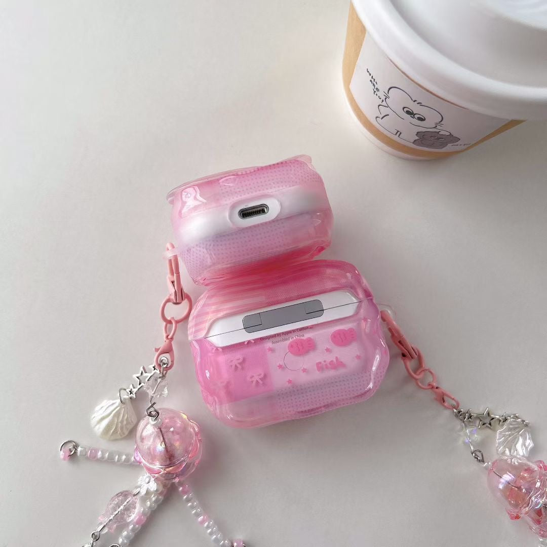 Pink Unicorn AirPods Case with Crystal Beaded Charm - product view 8
