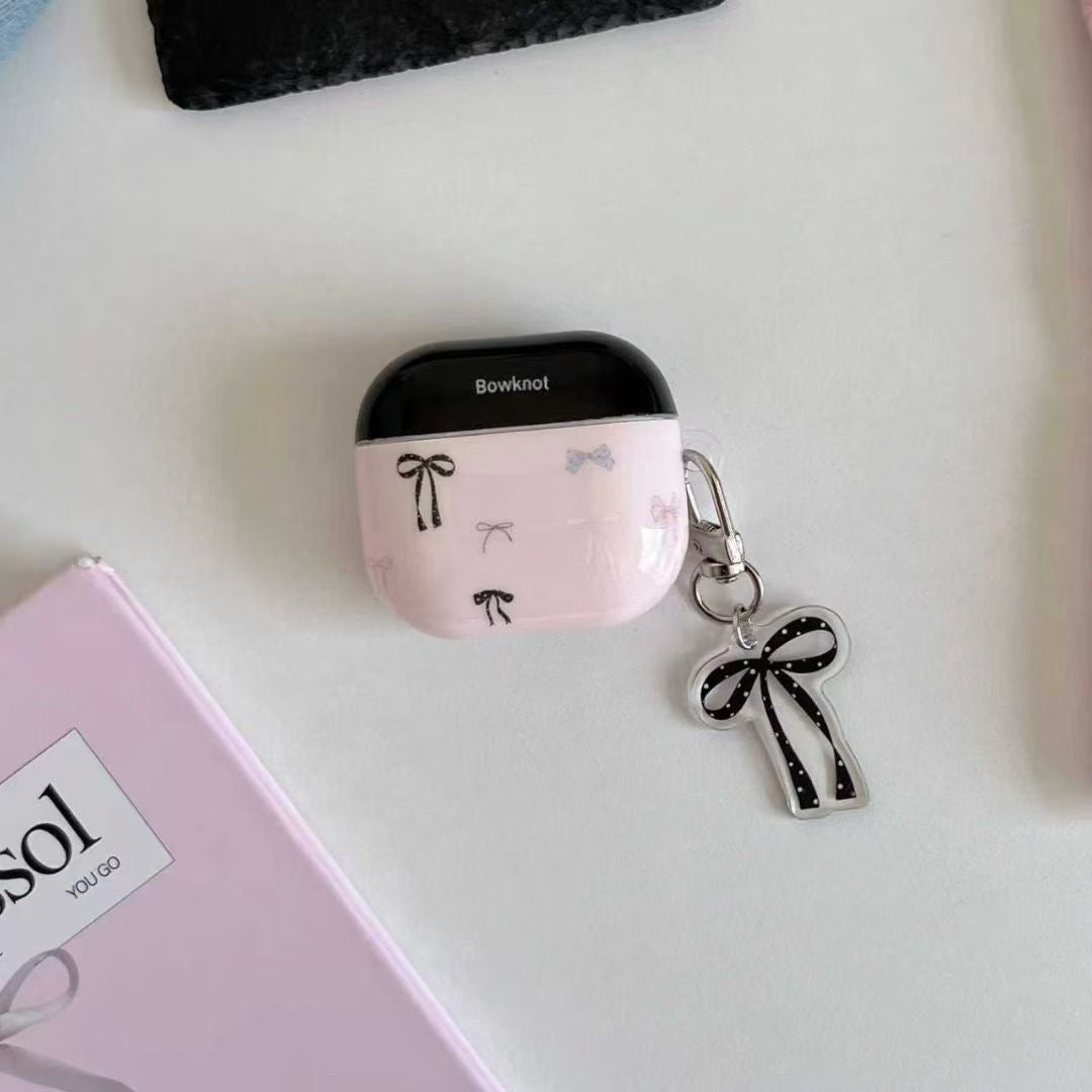 Pink Bow AirPods Case with Ribbon Charm - product view 1