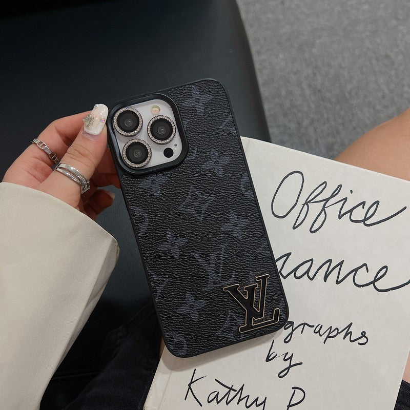 Black Logo Leather iPhone Case - product view 20