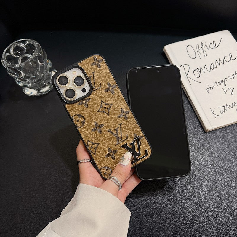 Black Logo Leather iPhone Case - product view 10