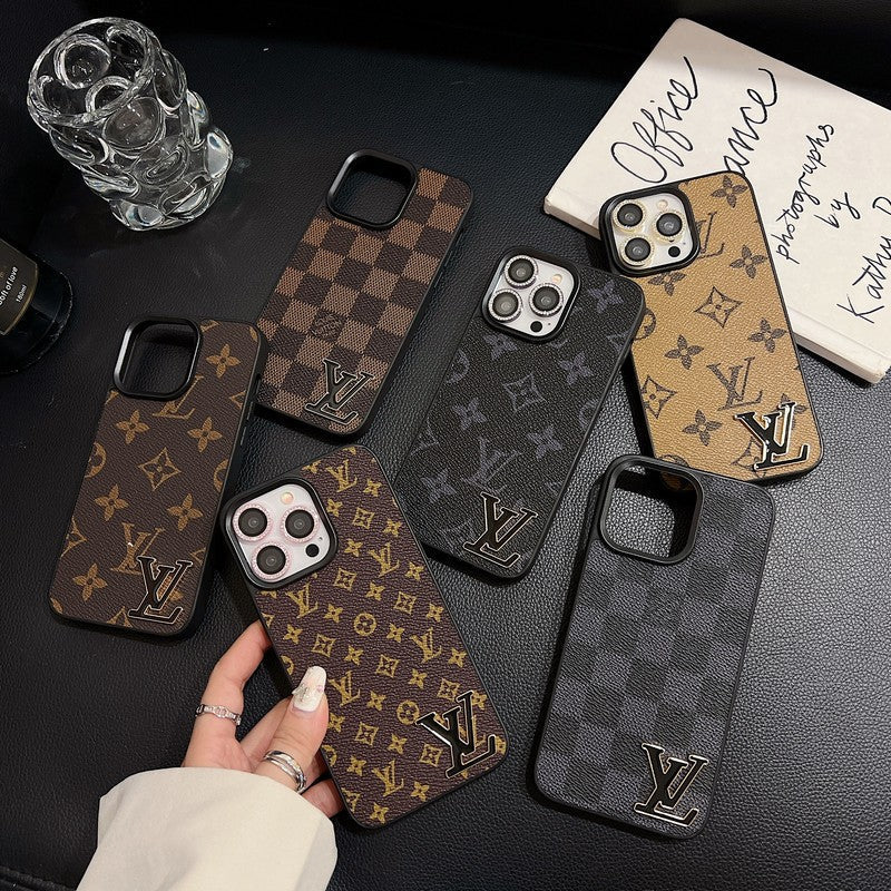 Black Logo Leather iPhone Case - product view 1