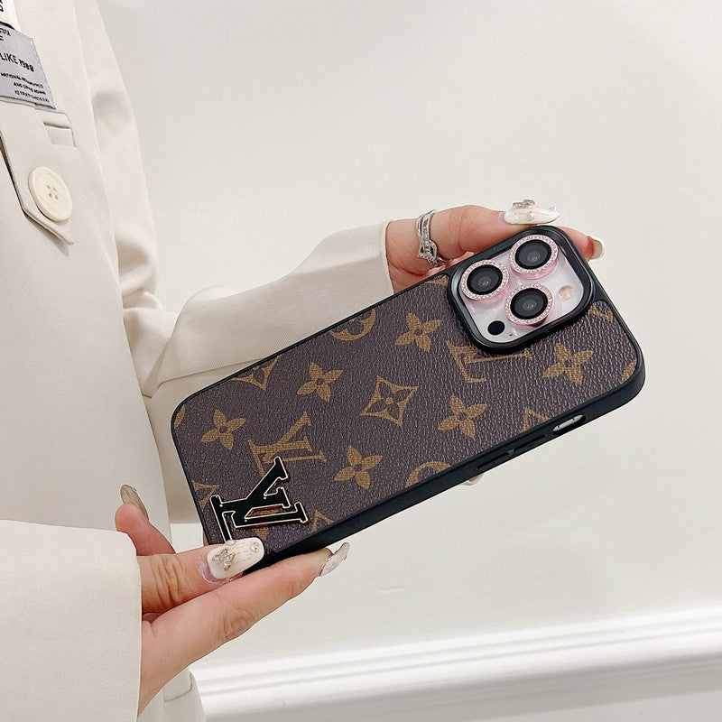 Black Logo Leather iPhone Case - product view 9