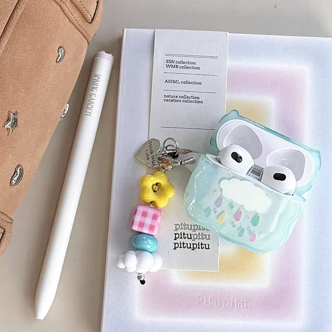 Blue Cloud AirPods Case with Beaded Charm - product view 2