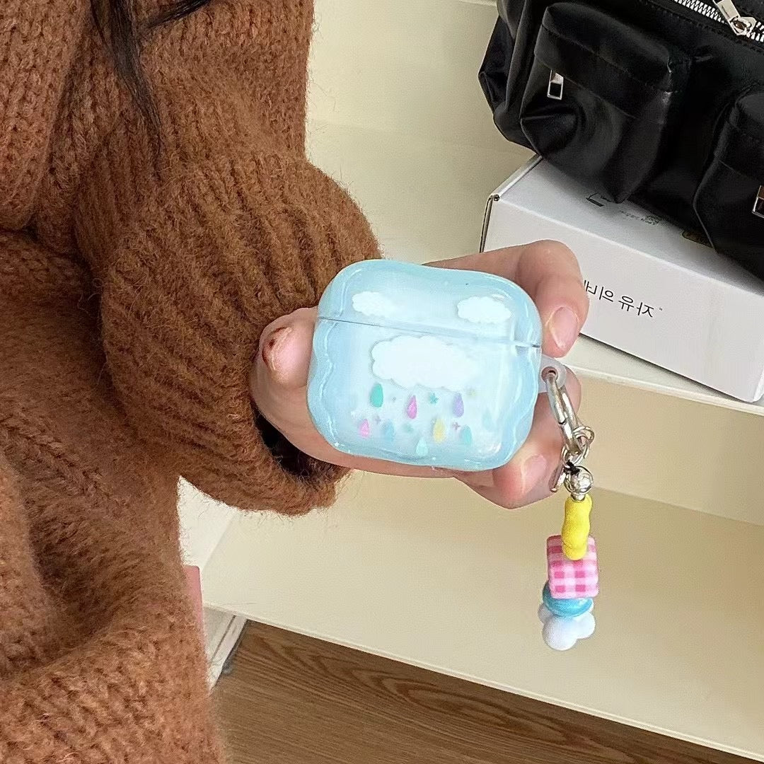 Blue Cloud AirPods Case with Beaded Charm - product view 3