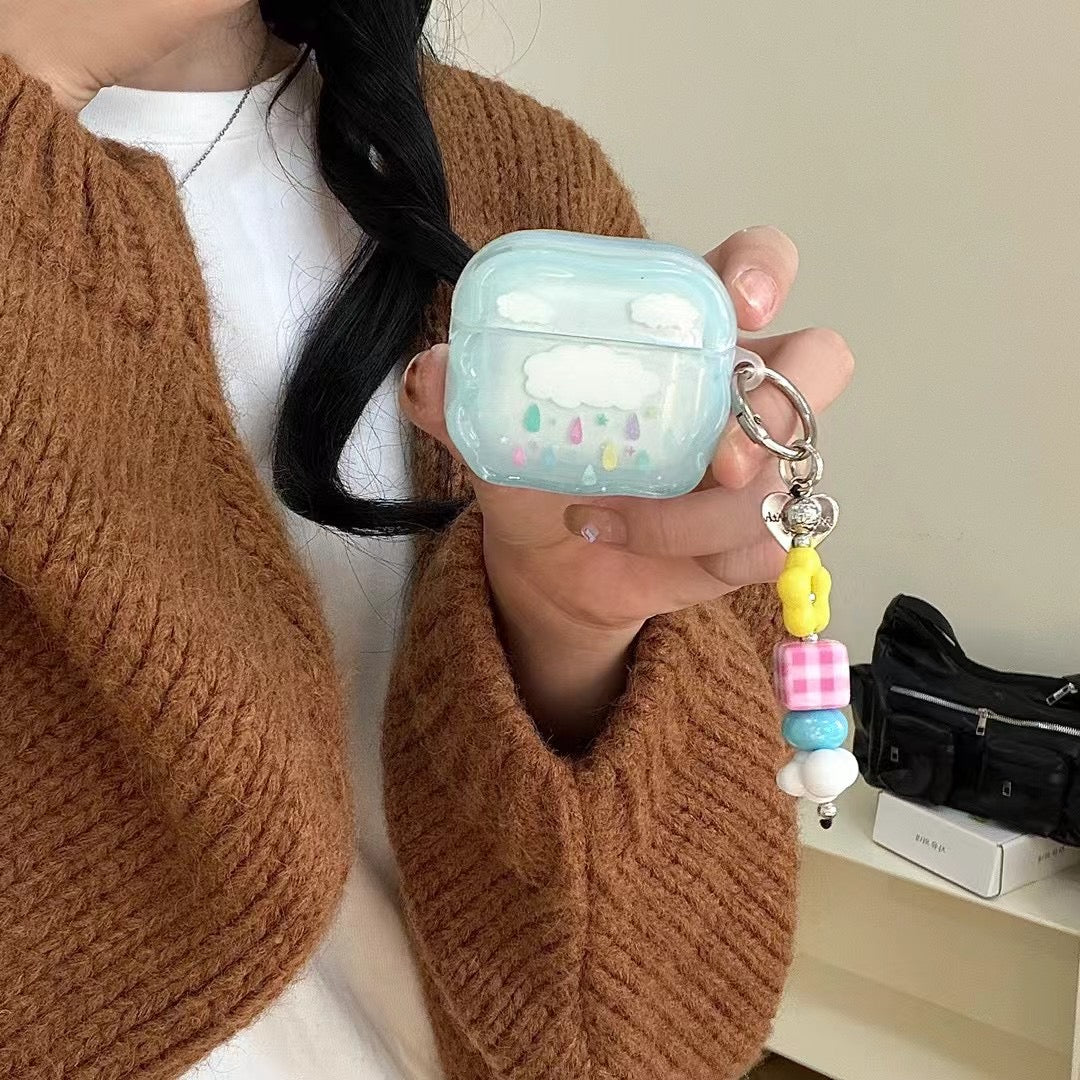 Blue Cloud AirPods Case with Beaded Charm - product view 5