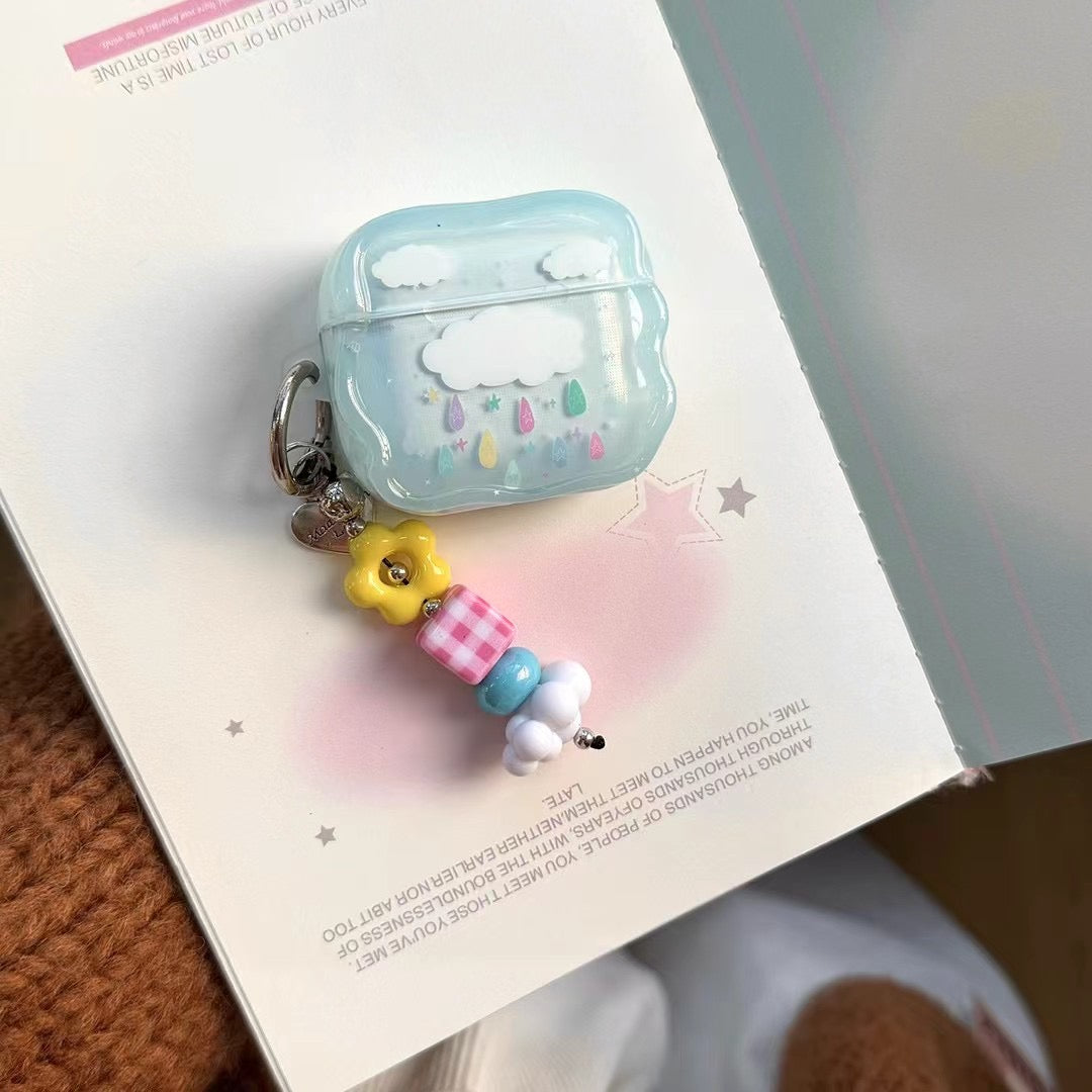Blue Cloud AirPods Case with Beaded Charm - product view 6