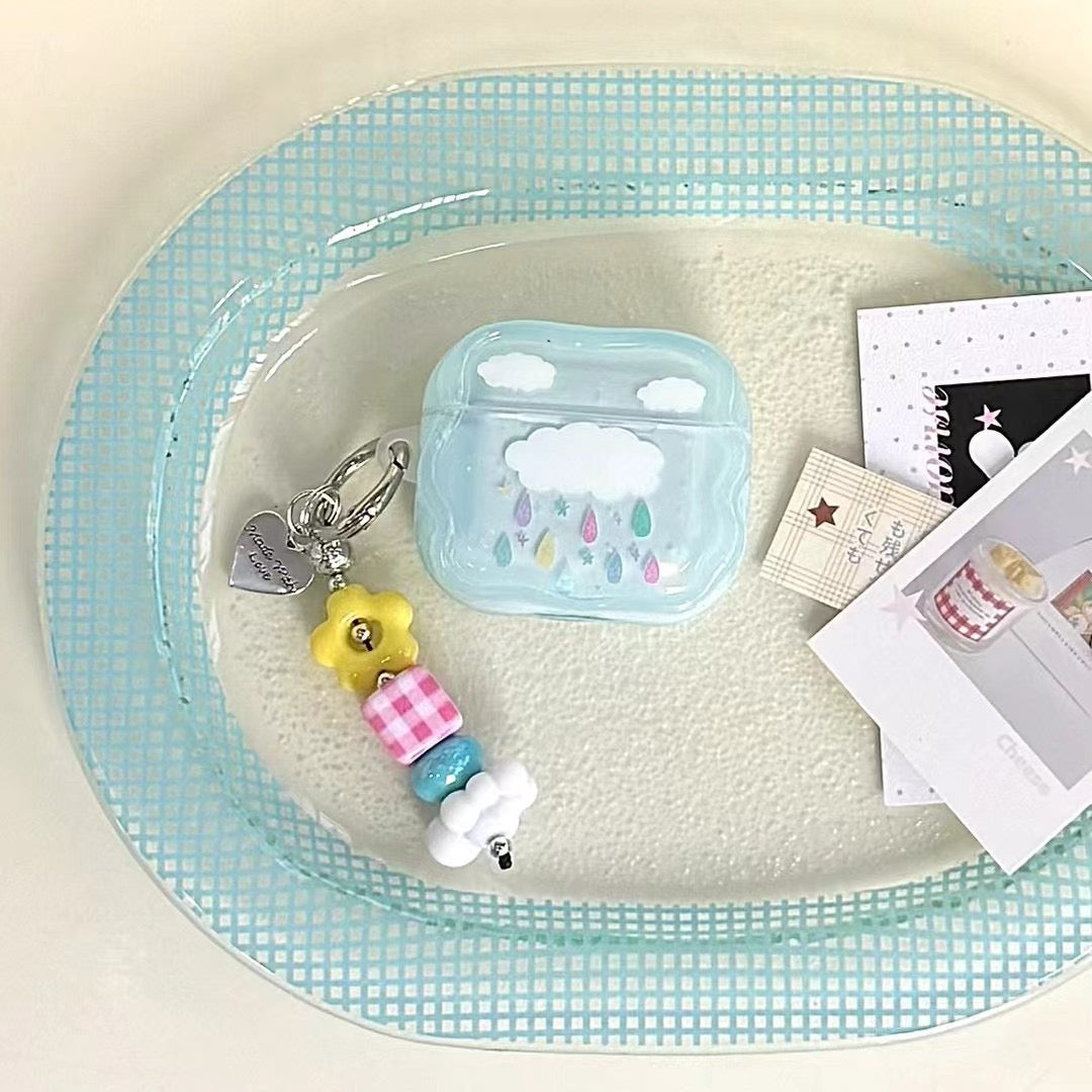 Blue Cloud AirPods Case with Beaded Charm - product view 8