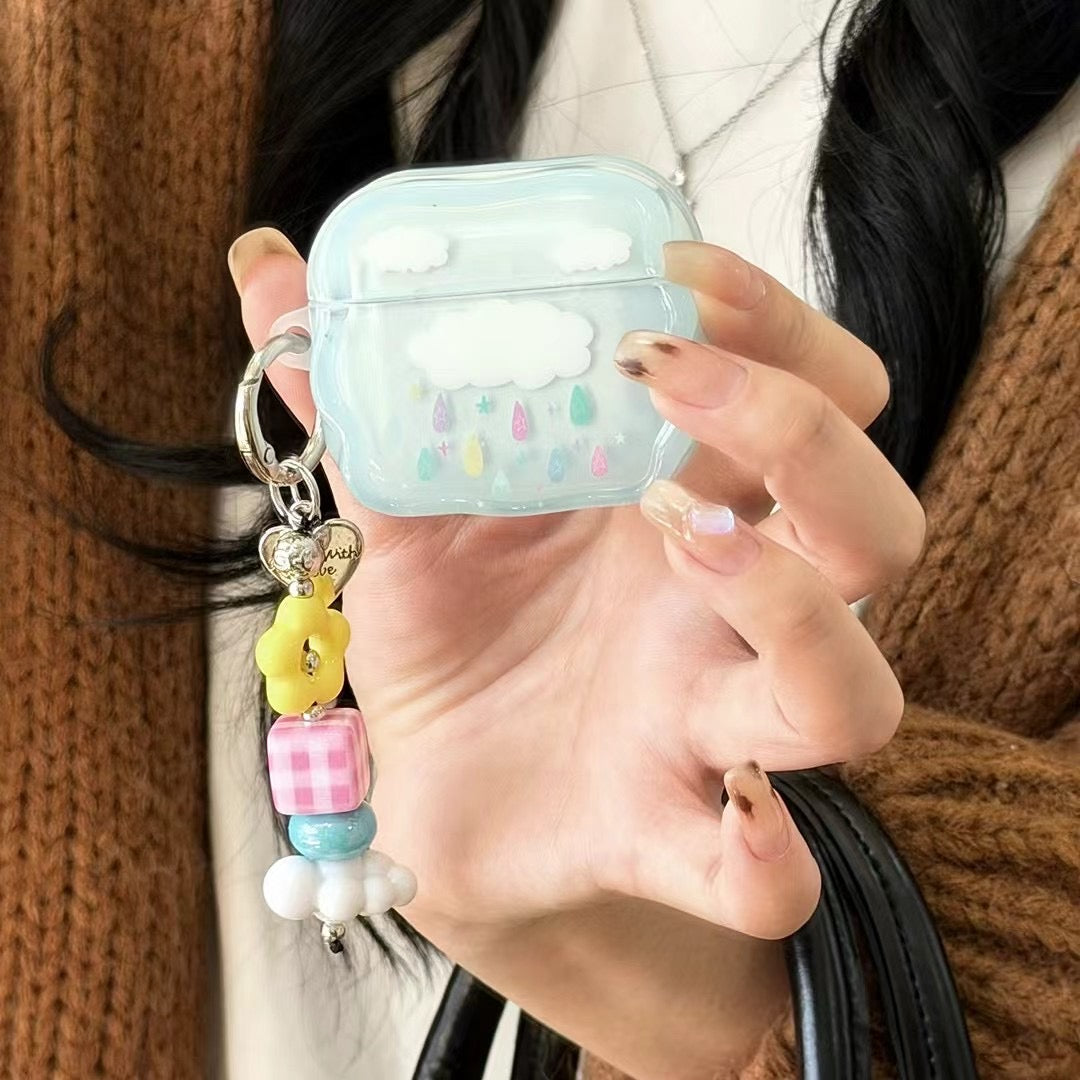 Blue Cloud AirPods Case with Beaded Charm - product view 9