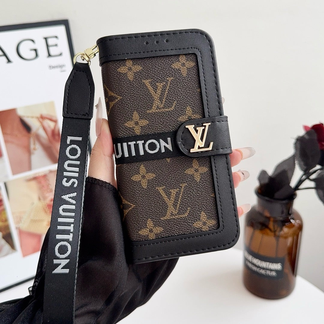 Pattern Wallet iPhone Case with Card Holder and Strap - product view 5