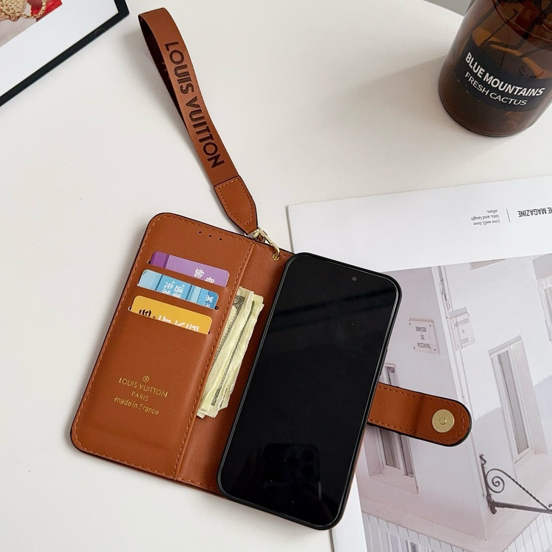 Pattern Wallet iPhone Case with Card Holder and Strap - product view 9