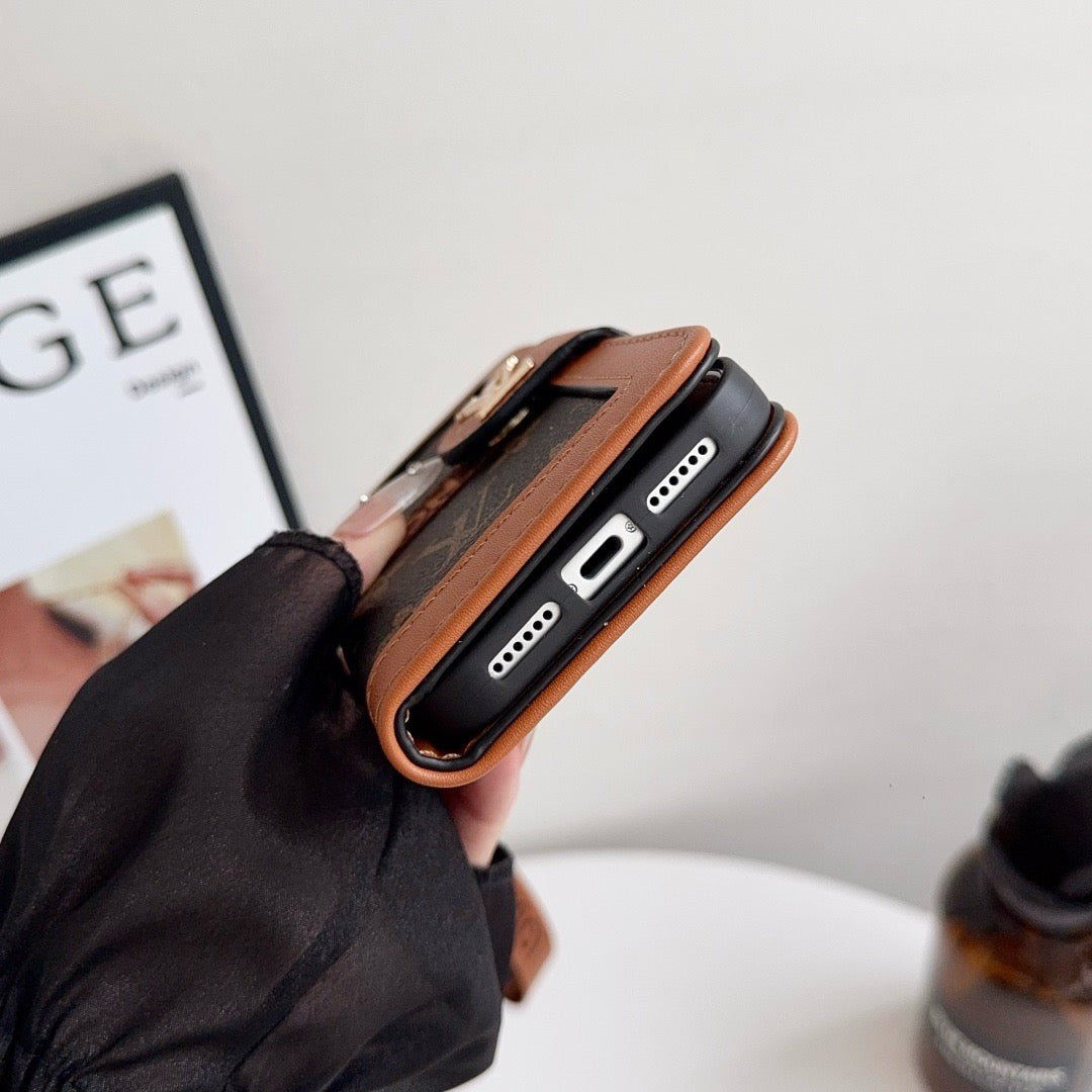 Pattern Wallet iPhone Case with Card Holder and Strap - product view 11