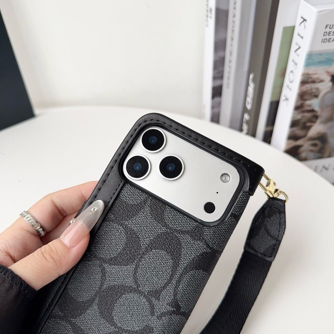 CO Pattern Wallet iPhone Case with Card Holder and Strap - product view 9