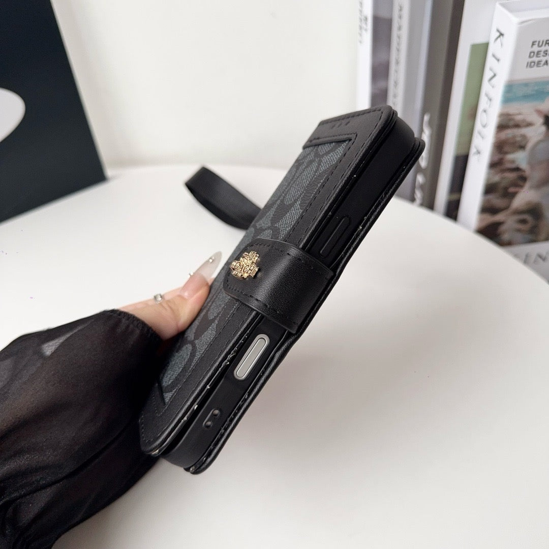 CO Pattern Wallet iPhone Case with Card Holder and Strap - product view 11