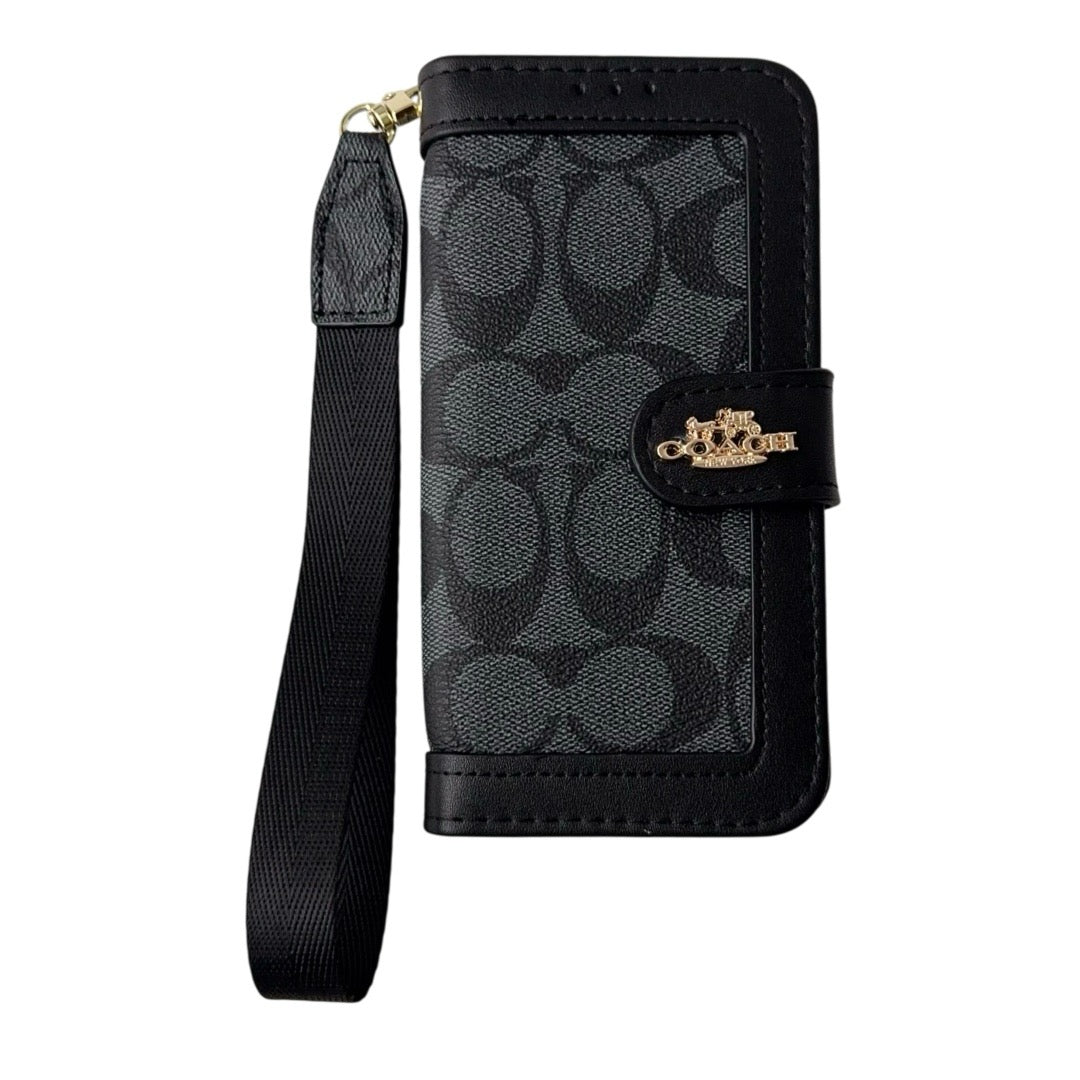 CO Pattern Wallet iPhone Case with Card Holder and Strap - product view 1